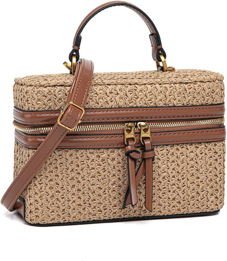 Classic Straw Satchel Crossbody Purse For Women, Chic Mini Box Purses and Handbags, Women Beach B... | Amazon (US)
