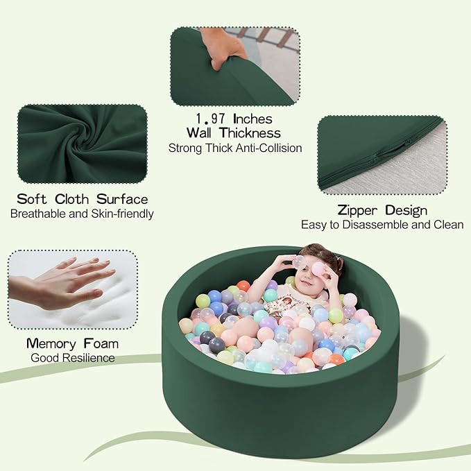 Foam Ball Pit, 35.4"x 11.8" Ball Pits for Toddlers, Soft Round Kiddie Baby Playpen Ball Pool for ... | Amazon (US)