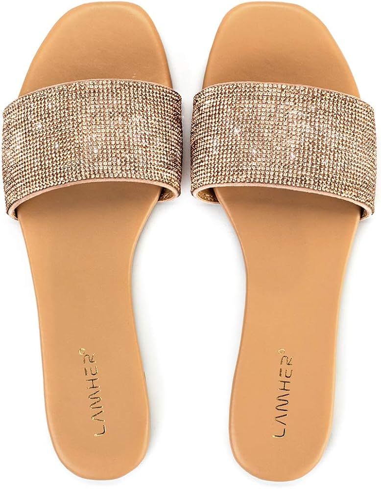 Women’s Bling Bling Rhinestone Glitter Slide Sandal | Amazon (US)