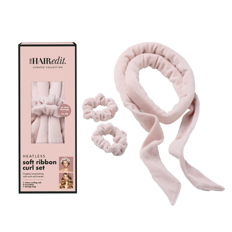 The Hair Edit Heatless Soft Ribbon Curl Set, Pink | Walmart (US)