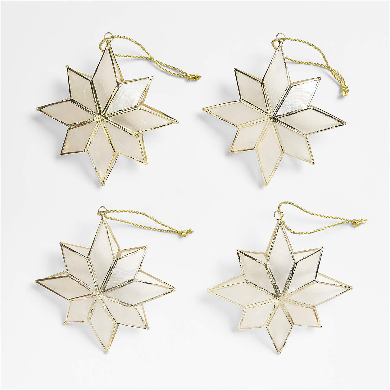 Capiz Snowflake Christmas Tree Ornament, Set of 4 + Reviews | Crate & Barrel | Crate & Barrel