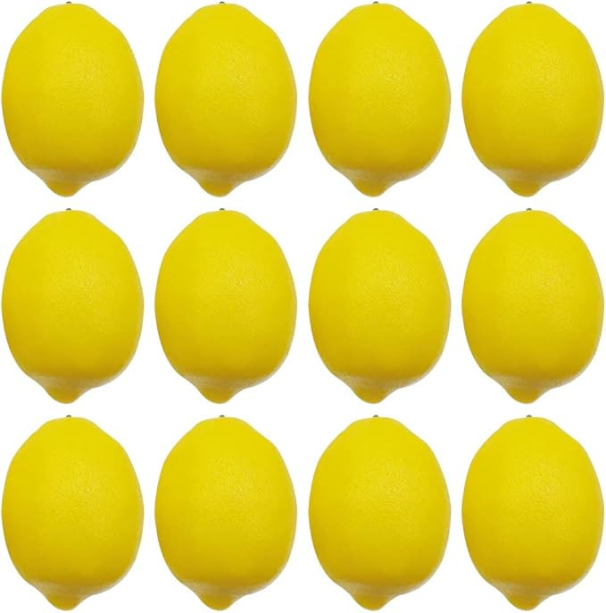BigOtters Artificial Lemons, 3.7" x 2.5" Big Size Vivid Faux Lemon Plastic Fake Yellow Lemons for... | Amazon (US)
