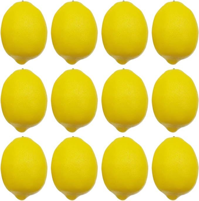 BigOtters Artificial Lemons, 3.7" x 2.5" Big Size Vivid Faux Lemon Plastic Fake Yellow Lemons for... | Amazon (US)
