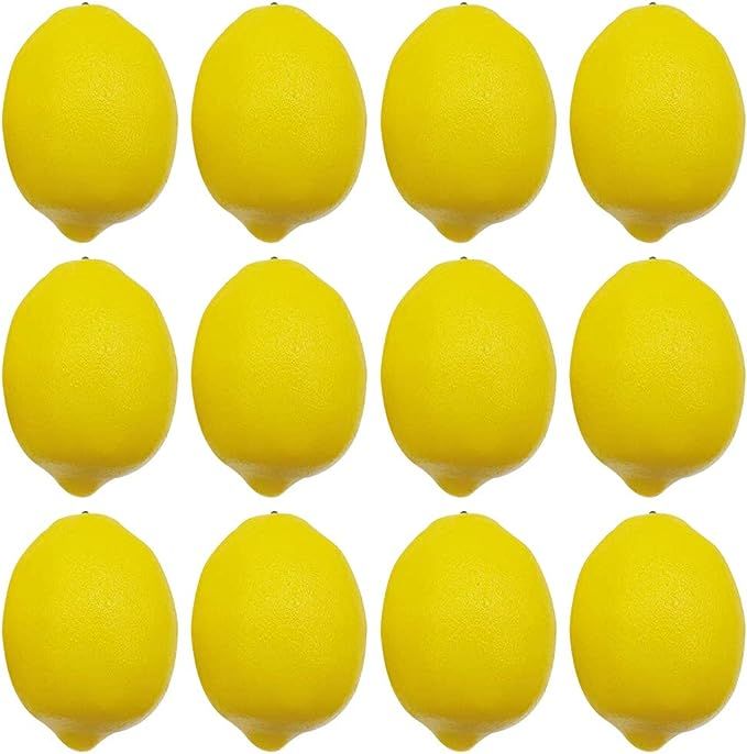 BigOtters Artificial Lemons, 3.7" x 2.5" Big Size Vivid Faux Lemon Plastic Fake Yellow Lemons for... | Amazon (US)