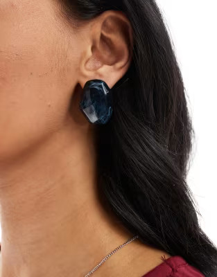 ASOS DESIGN earrings in abstract oval resin design in blue | ASOS (Global)