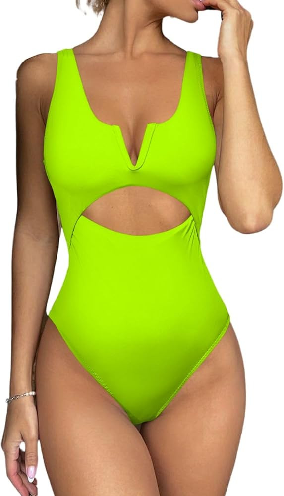 Meyeeka Womens One Piece Swimsuits Tummy Control Bathing Suit for Women Push Up Swimwear V Neck H... | Amazon (US)