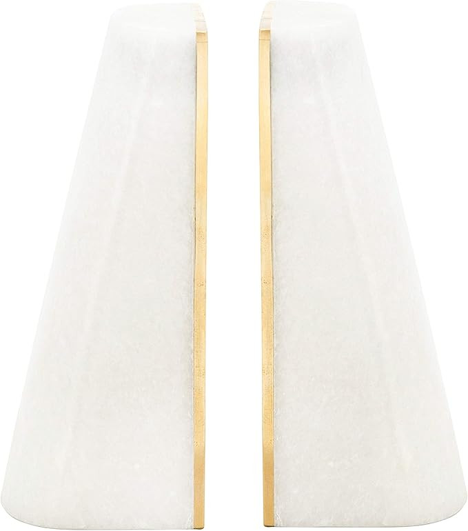 Unknown1 Marble 7" h Slanted Bookends W/Gold Trimwhite White Modern Contemporary Natural Finish H... | Amazon (US)