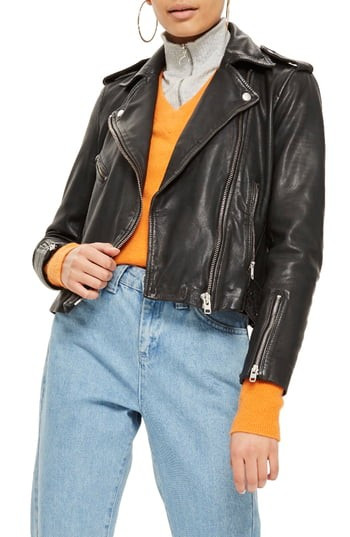 Women's Topshop Strike Leather Biker Jacket | Nordstrom
