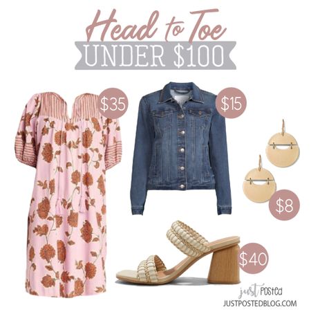 Such a cute Head To Toe Under $100 Look! This Jean jacket is on sale for only $15 right now! And, how cute are these 2 strap sandals? 2 colors available  

#LTKunder100 #LTKSale