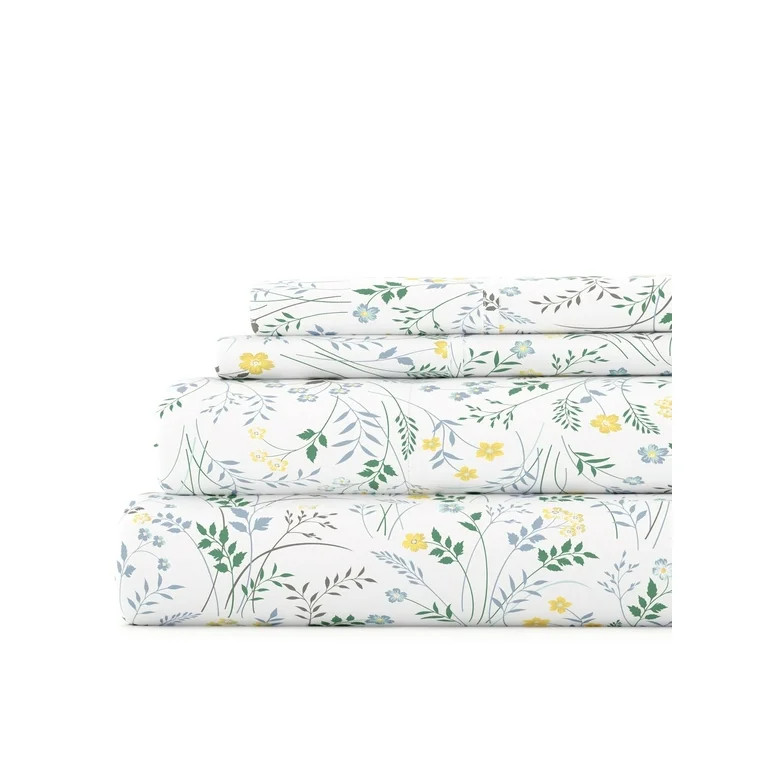 Ultra Soft & Breathable Wrinkle Free Bed Sheets Set - Farmhouse Wildflower Floral Pattern for Kin... | Walmart (US)