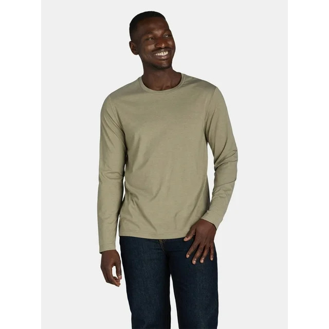 Athletic Works Men's Tri Blend Tee with Long Sleeves, Sizes S-3XL | Walmart (US)