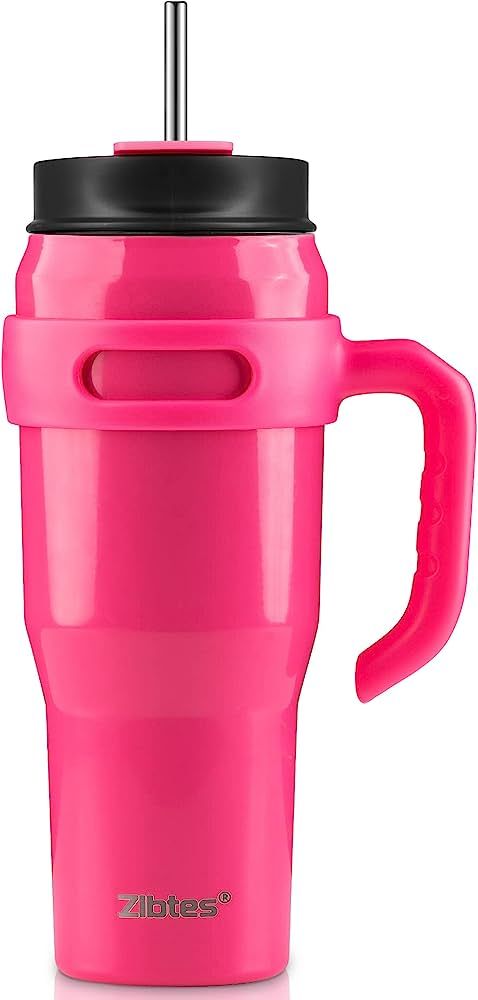 Zibtes 40oz Insulated Tumbler With Lid and Straws, Stainless Steel Double Vacuum Leak Proof Coffe... | Amazon (US)