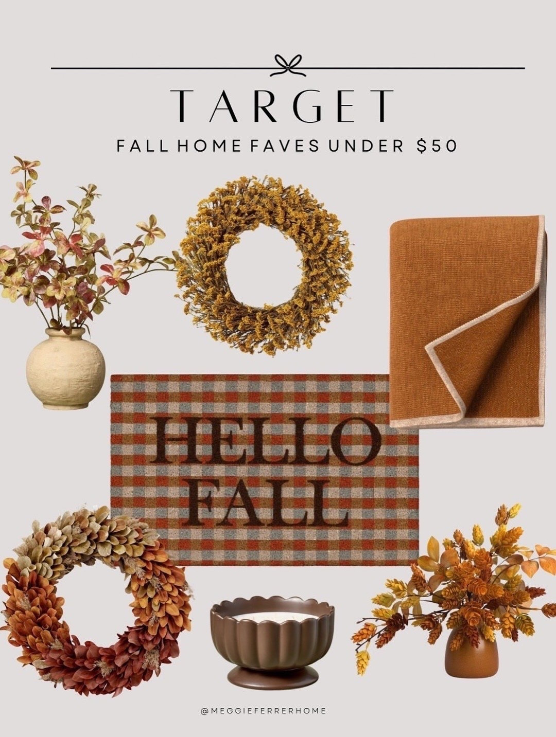 Rounding up my favorite Target fall finds all under $50. 🍂 

From cozy throws and wreaths to the cutest doormat and accent pieces, these little swaps instantly bring that warm autumn vibe into your home. 🤎 


#TargetFinds #TargetStyle #FallDecor #CozyHome #LTKHome #BudgetFriendly


#LTKSaleAlert #LTKHome #LTKStyleTip