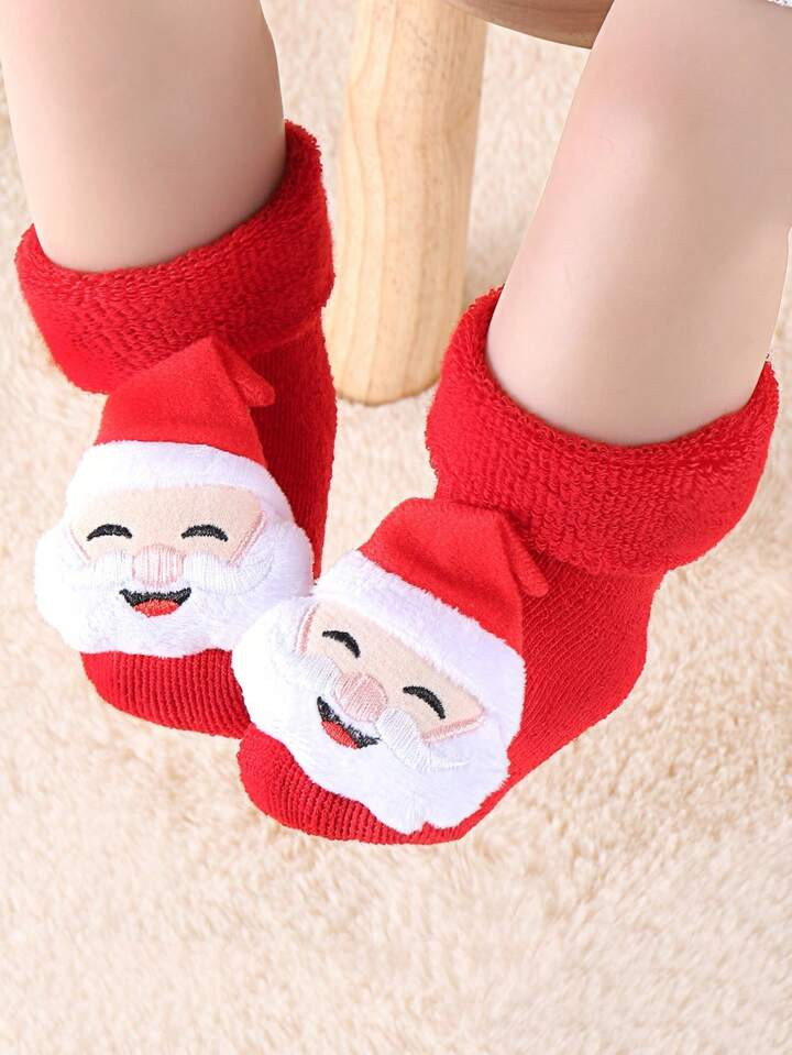 1 Pair Of Baby Cute Socks Autumn And Winter Newborn Christmas Socks Warm Holiday Gift Socks | SHEIN