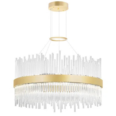 24'' Round LED Chandelier with Medallion Gold Finish – Integrated LED – Transitional Design – Ideal for Dining Room, Living Room, Entryway | Wayfair North America