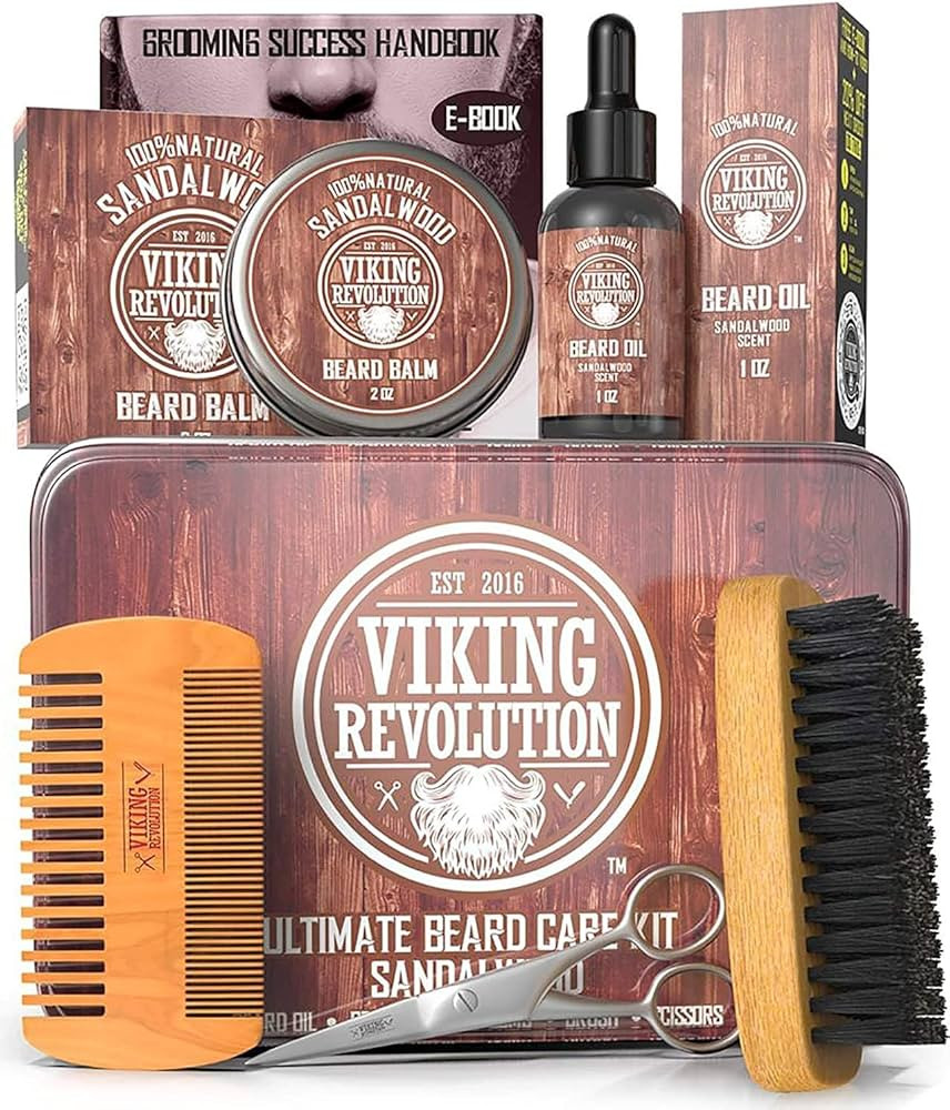 Viking Revolution Ultimate Grooming Kit for Men - Boar Brush, Wood Comb, Sandalwood Balm & Oil, S... | Amazon (US)