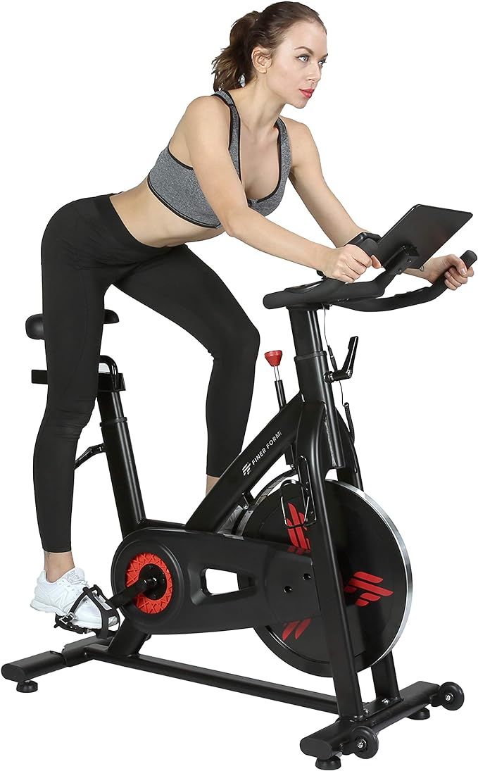 Finer Form Indoor Exercise Bike with 35 Lb Flywheel Belt-Driven Stationary Bike - Tablet iPad Hol... | Amazon (US)