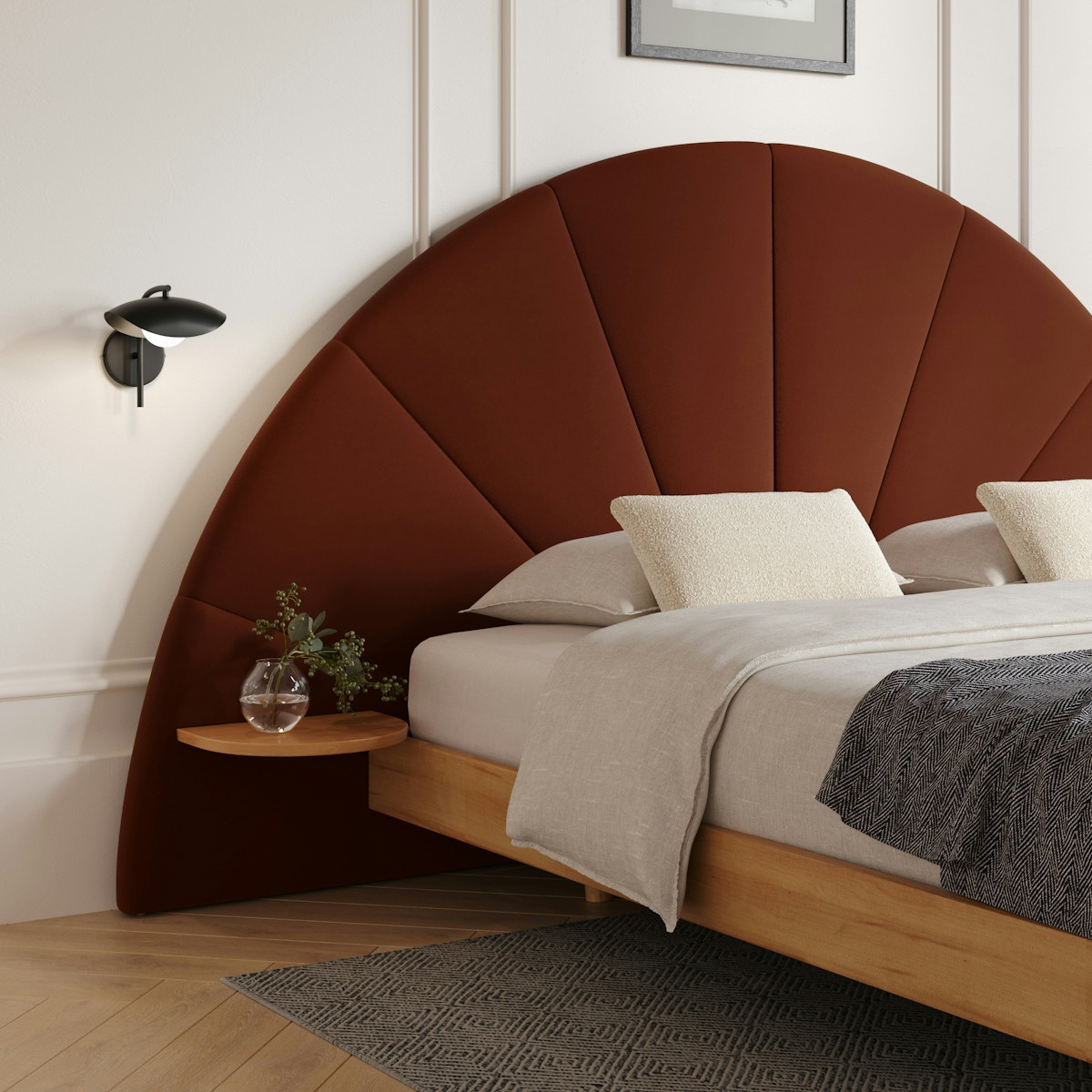 Almelo Queen Velvet Headboard - Hale Rust | Article