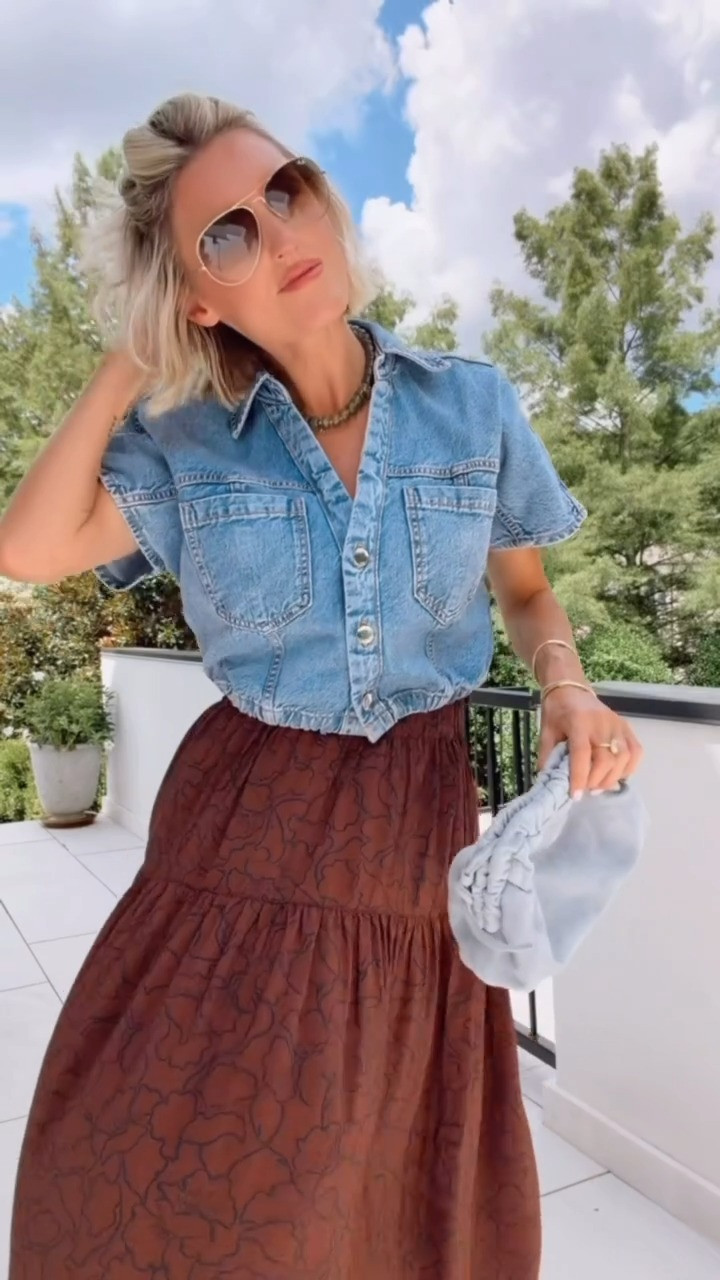 Okay, Walmart! This skirt is so good and perfect for going into fall! This skirt goes quick, so grab it while it is back in stock! These pieces will both be so versatile this season. Wearing XS in both.

Loverly grey, anthropologie look alike somerset skirt, denim top outfit, how to style brown floral maxi skirt, transitional fashion to fall, early fall outfit ideas 

 #LTKootd #LTKSeasonal