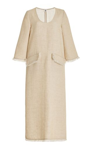 Delany Frayed Linen-Blend Midi Dress | Moda Operandi (Global)