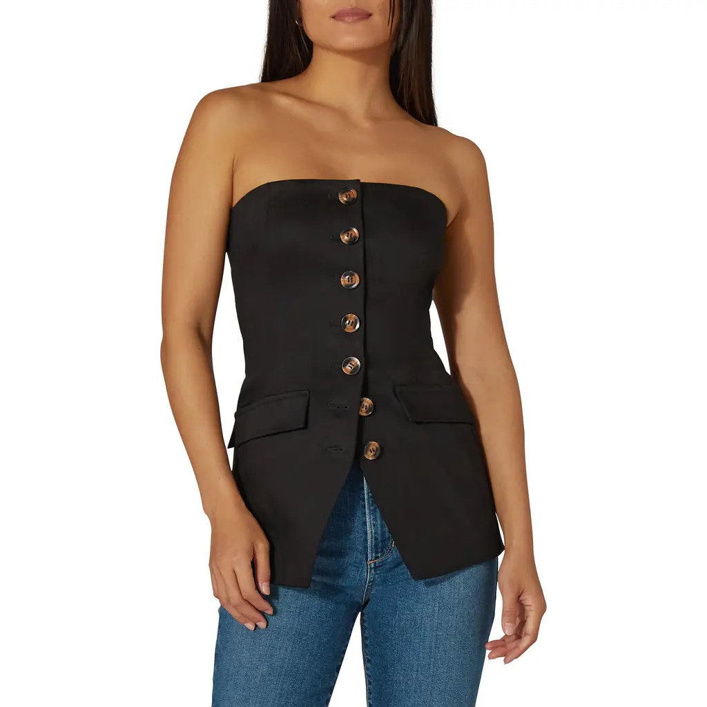 Favorite Daughter The Phoebe Strapless Bustier Top in Meteorite at Nordstrom, Size 6 | Nordstrom