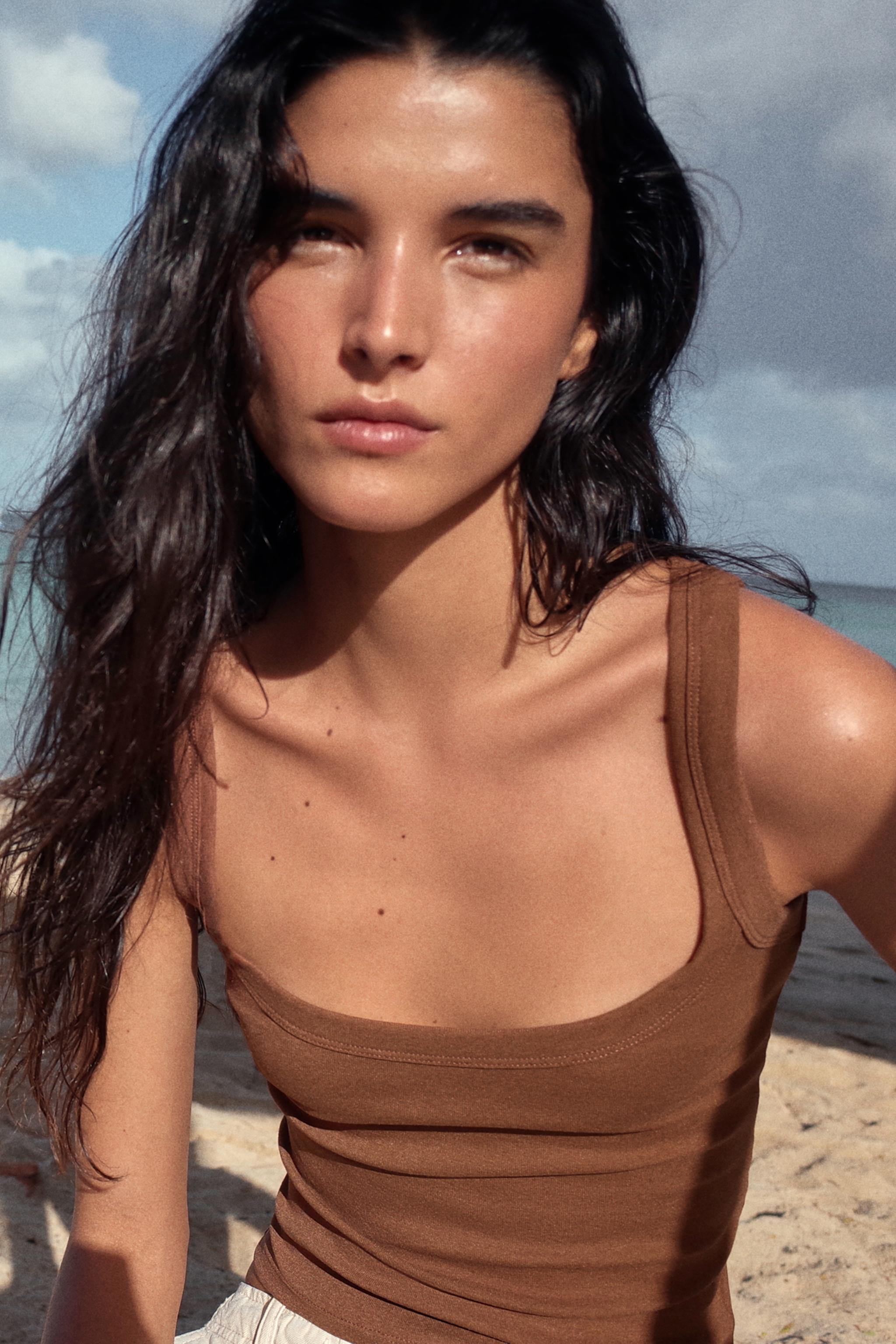 COTTON SLEEVELESS T-SHIRT | Zara US