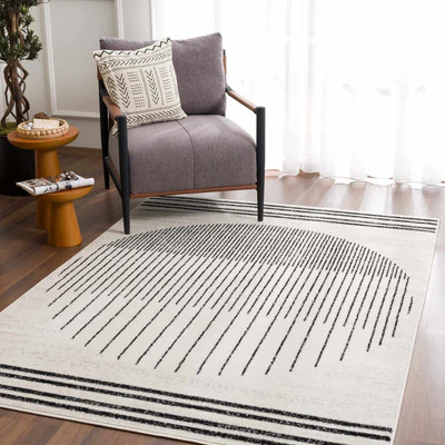 Angus Black&White Geometric Area Rug | Boutique Rugs