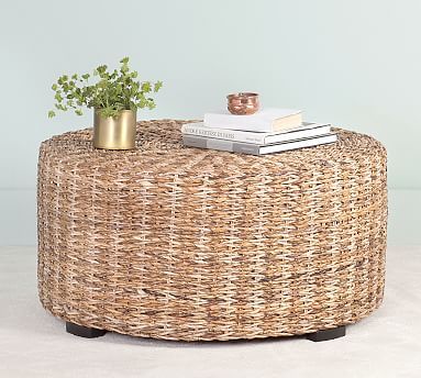 Woven 35.5" Abaca Round Coffee Table | Pottery Barn (US)
