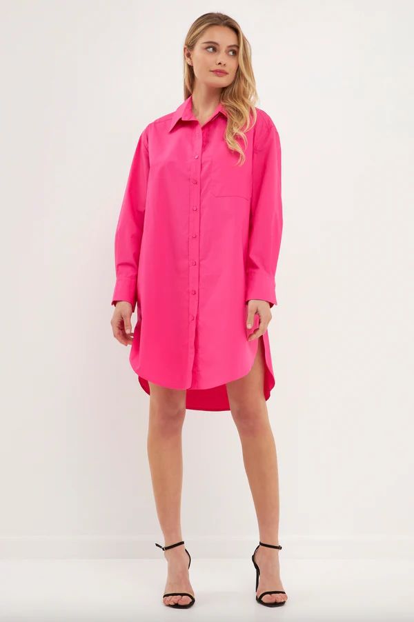 CORA CLASSIC COLLARED DRESS IN FUCHSIA | Indigeaux Denim Bar & Boutique