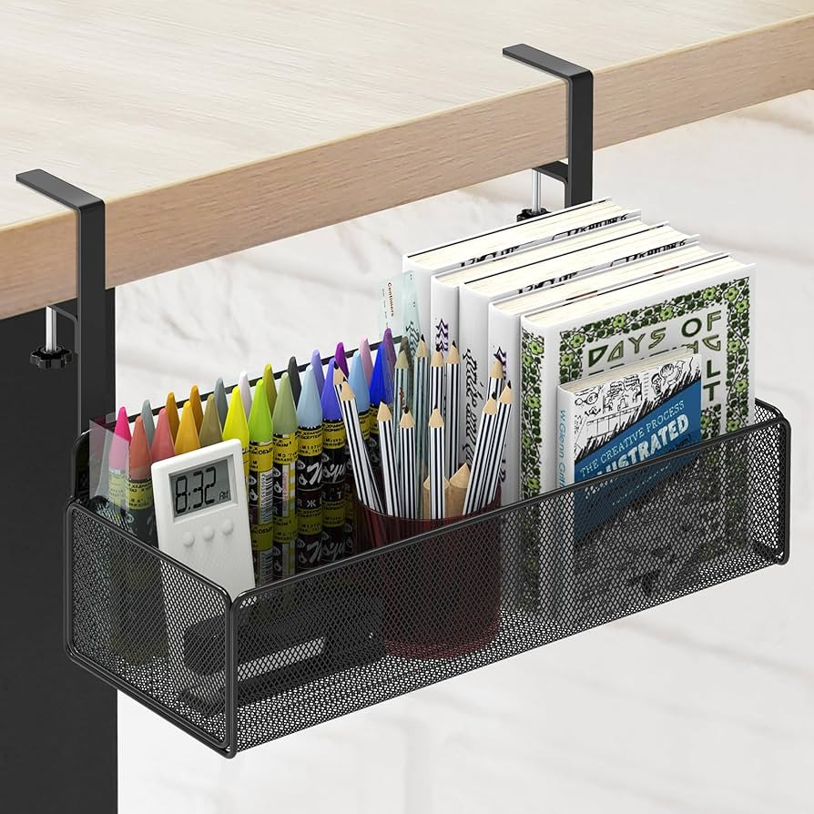 Office Under Desk Organizer Storage, Metal 3-IN-1 Clamp On Desk Side and Desktop File Document Ma... | Amazon (US)