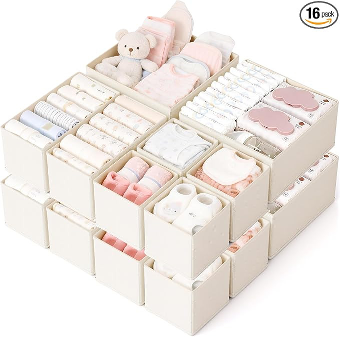 Drawer Organizer, 16 Pack Baby Dresser Organizer for Nursery, Foldable Closet Organizers and Stor... | Amazon (US)
