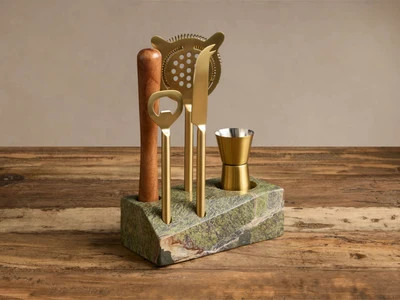Rhodes Green Forest Marble Bar Tools | Arhaus