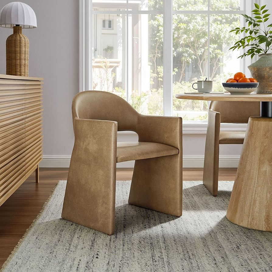 Modway Talia Vegan Leather Dining Armchair in Toast | Amazon (US)