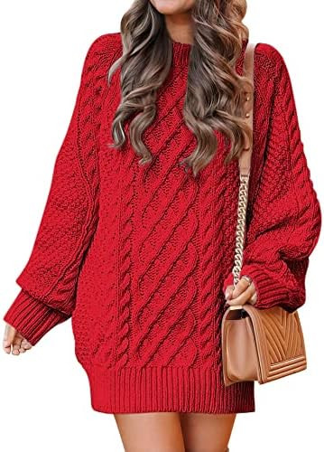 ANRABESS Womens Sweater Dress Oversized Cable Knit Chunky Long Sleeve Short Dresses 2025 Fall Out... | Amazon (US)