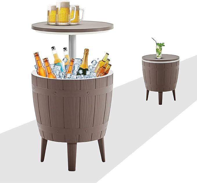 BLUU Outdoor Patio Cooler Bar, Outdoor Patio Furniture and Hot Tub Side Table, Adjustable Height ... | Amazon (US)