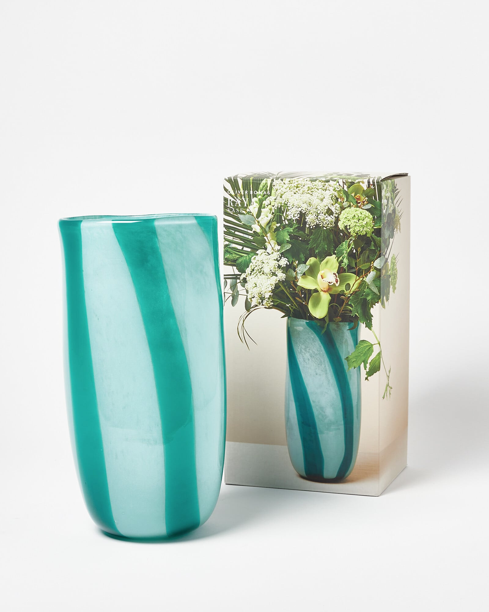 Raya Striped Blue Glass Vase | Oliver Bonas | Oliver Bonas (Global)