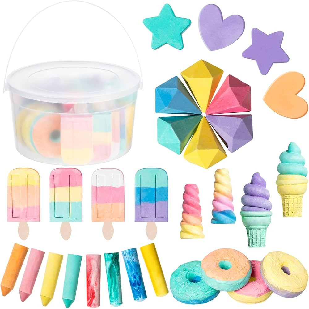 Ctosree 30 Pcs Sidewalk Chalk Kids Chalk Ice Cream Unicorn Donuts Chalk Sets for Kids Outside Kid... | Amazon (US)