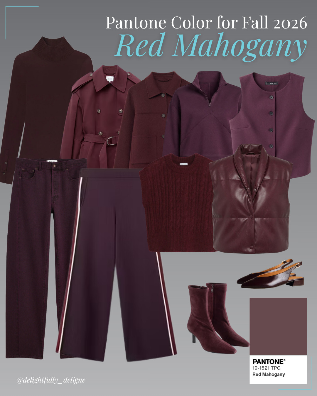 Pantone F/W-26/27 Trending Color "Red Mahogany" ❤️ A rich, warm shade that brings a little luxury to your fall wardrobe.  

 #LTKootd #LTKSeasonal #LTKOver40