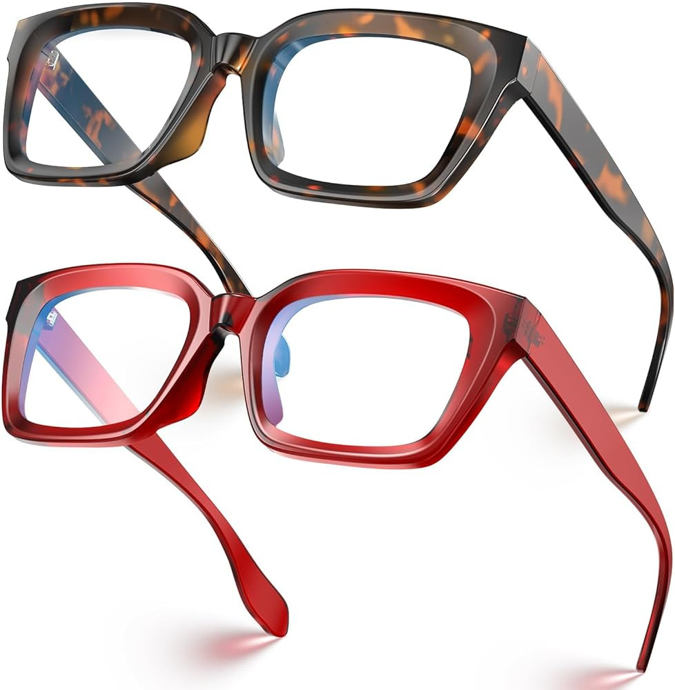 VISOONE Chunky Square Blue Light Blocking Glasses with Anti Computer Glare for Working Women Men ... | Amazon (US)