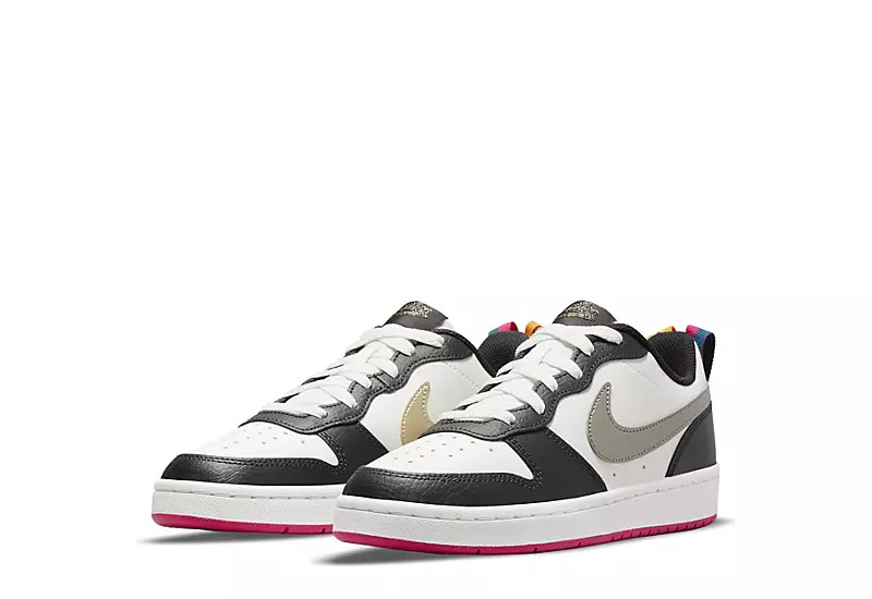WHITE NIKE Girls Court Borough 2 Low Top Sneaker | Rack Room Shoes