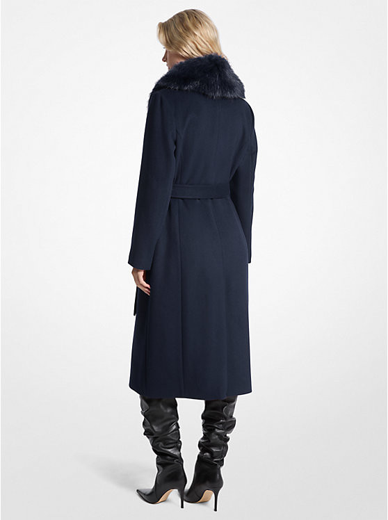 Faux Fur Trim Wool Blend Coat | Michael Kors US
