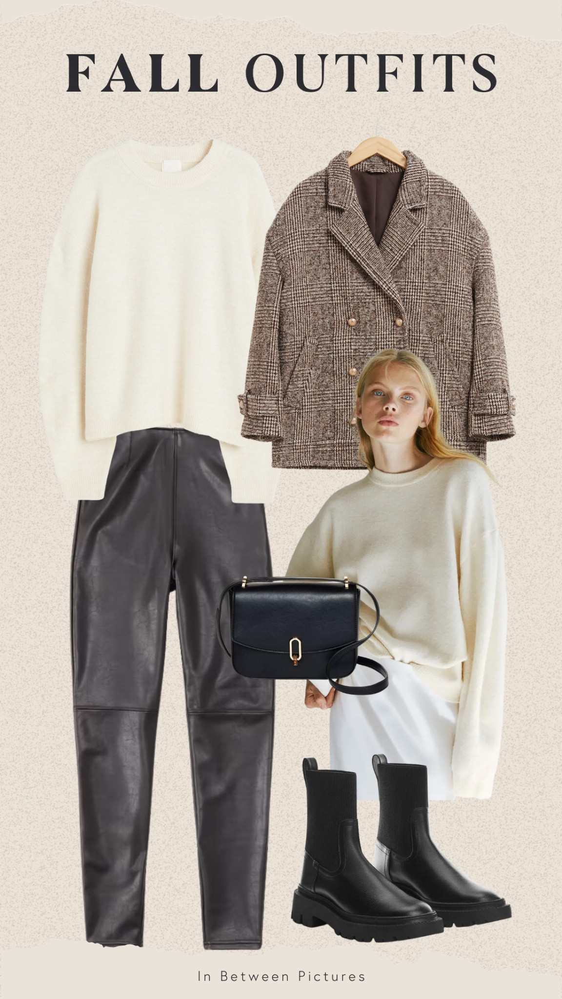 Fashion, Women's clothing, Outfit inspiration, Style, Wardrobe, Winter fashion, Fall outfit, autumn style, layered look, cozy fashion, Faux leather leggings, sleek design, versatile wear, edgy touch, comfortable fit, Knitted jumper, warm and soft, classic ivory, essential layering piece, neutral tone, relaxed fit, Short Oversized Peacoat, double-breasted design, wool blend, autumnal outerwear, stylish and cozy, herringbone pattern, statement coat, Platform track-sole ankle boots, modern footwear, edgy finish, black leather, chunky sole, trend-focused, Refined Crossbody Bag, everyday essential, chic accessory, minimalist design, adjustable strap, functional fashion, gold clasp detail, elegant carry-all.

#LTKstyletip #LTKSeasonal #LTKbeauty