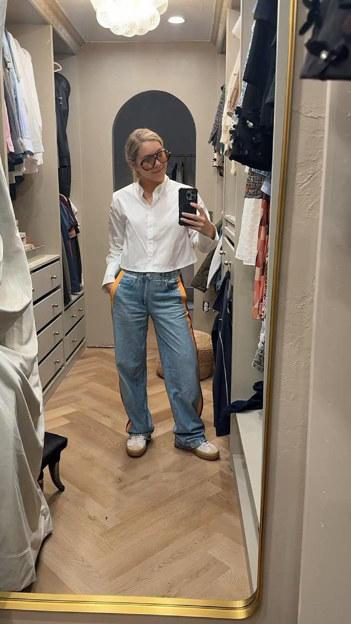 This cropped button down seems so luxe but is $20 on Amazon! And these are the viral pj jeans - I’m obsessed!

#LTKdayinmylife #LTKOver40 #LTKootd