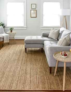 The Knitted Co. 100% Jute Area Rug 5 x 8 Feet- Rectangle Natural Fibers- Braided Design Hand Wove... | Amazon (US)