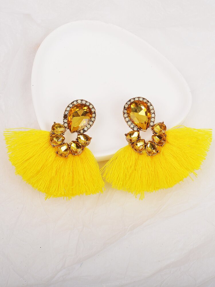 Rhinestone & Tassel Decor Earrings | SHEIN