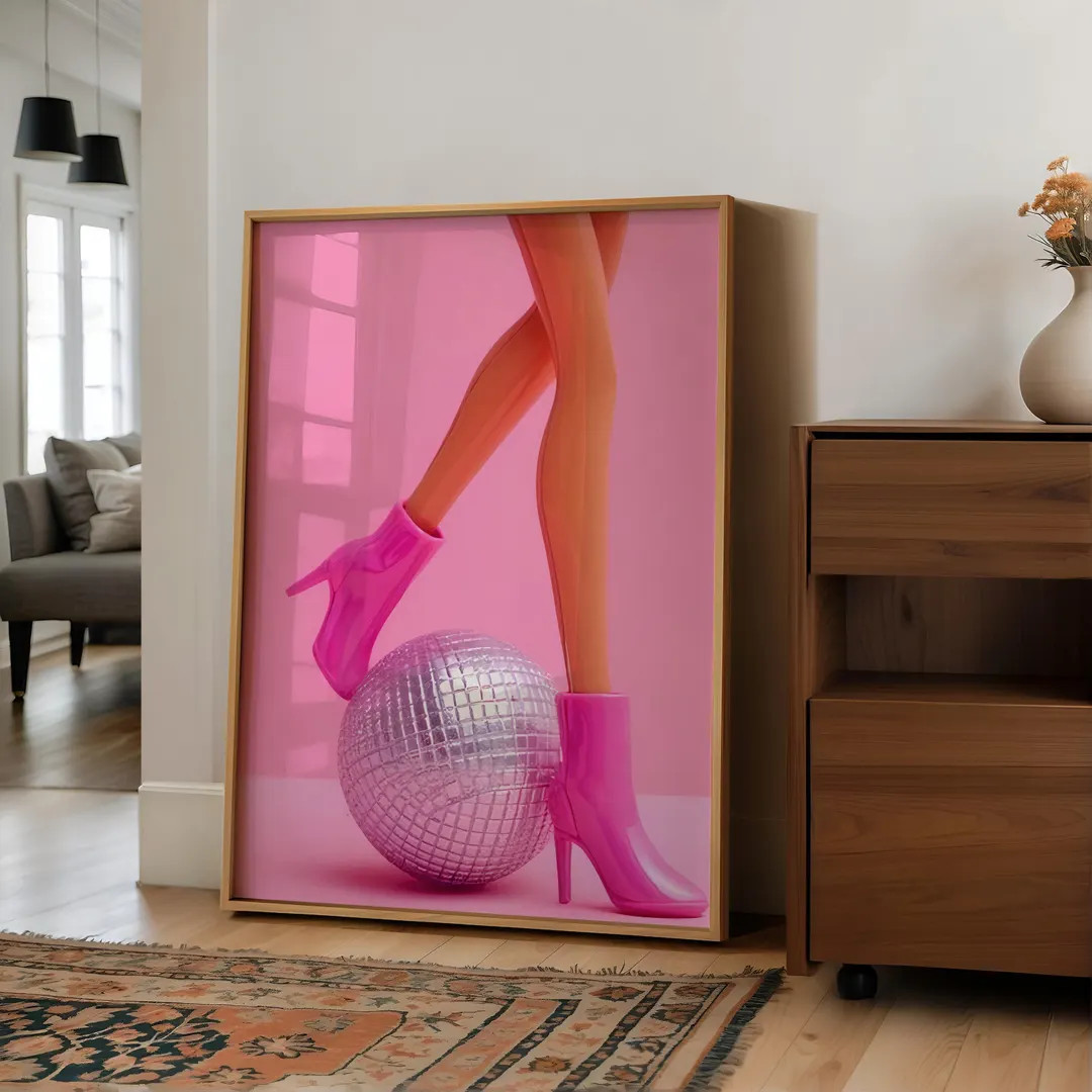 Barbiecore Disco Ball Art | Pink Background | Digital Download - Etsy | Etsy (US)