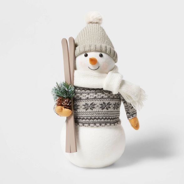 Small Plush Standing Snowman with Skis Decorative Figurine - Wondershop™ | Target