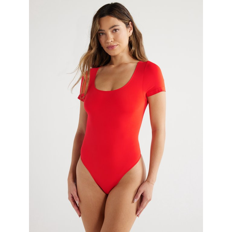 Sofia Jeans Women's and Plus Seamlessly Smoothing Scoop Neck Bodysuit with Short Sleeves, Sizes X... | Walmart (US)
