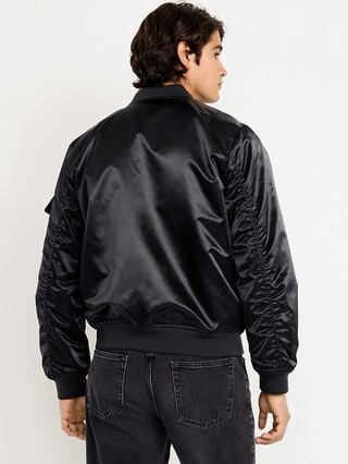 Satin Zip Utility Bomber Jacket | Old Navy (CA)