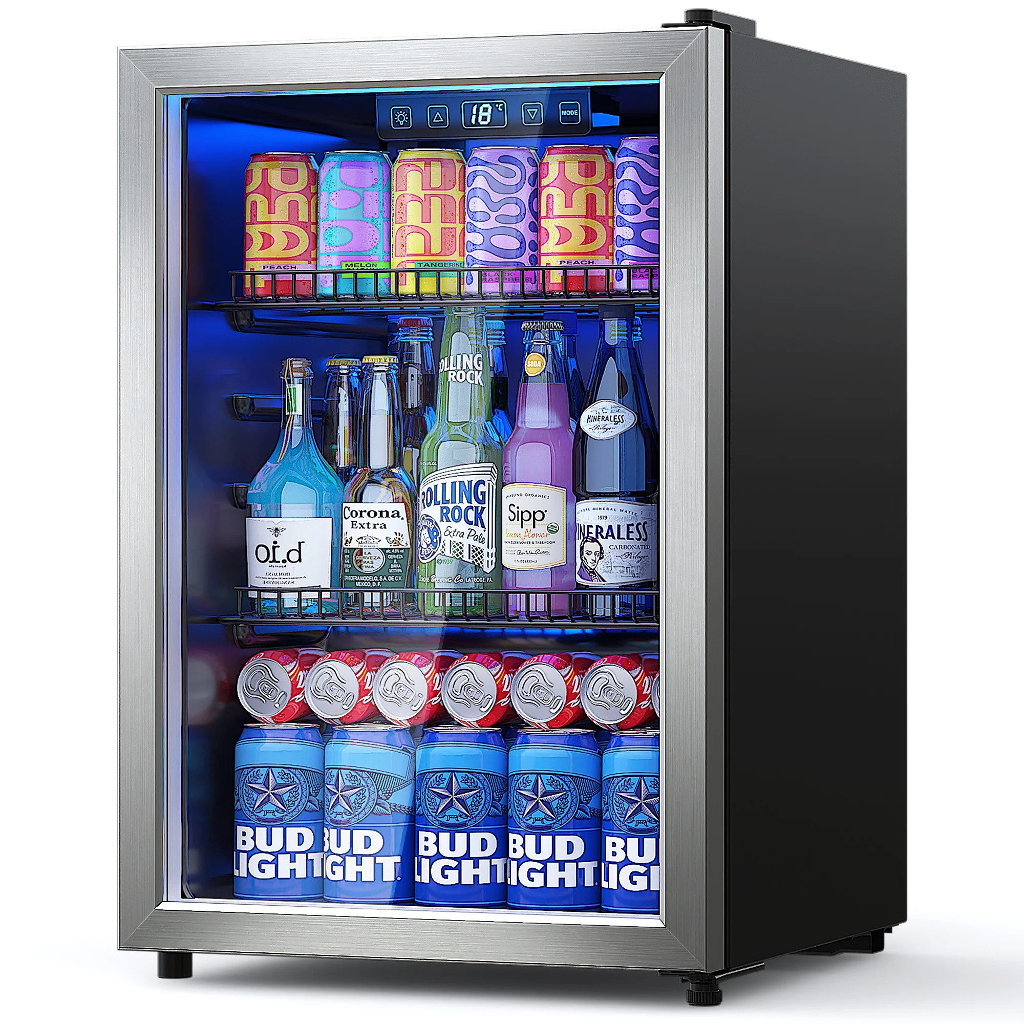 Manastin 100 Can Beverage Refrigerator Cooler 2.47 Cu.ft Mini Fridge with Glass Door & Adjustable... | Walmart (US)